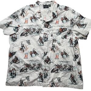 Harley Davidson Twisty Aloha Print Short Sleeve Button Up Shirt 3XL Men's Cotton